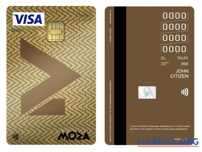 Blank Mozambique Moza Bank visa gold credit vertical card download for verification